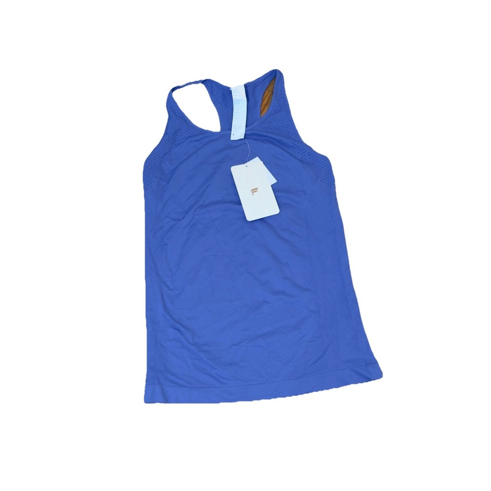 Fabletics Tank Top Womens S Purple Racerback Ruched Mesh Sides Workout Gym Run - Picture 2 of 6